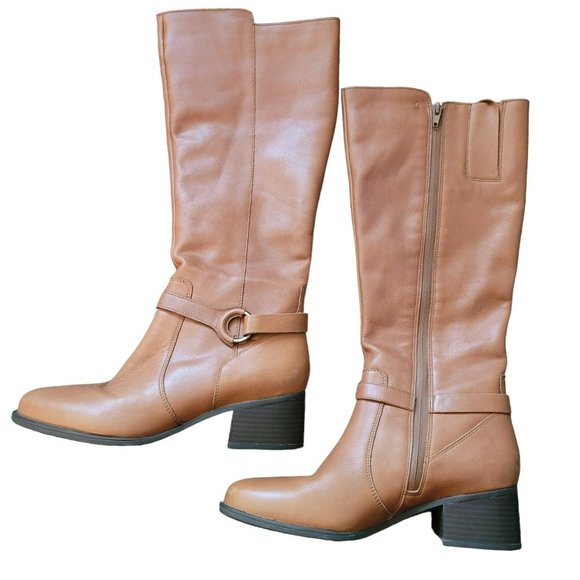Naturalizer Davis Leather Knee Boots Tan Tawny Brown Woman's 8 Medium JJ3068 - Picture 1 of 12